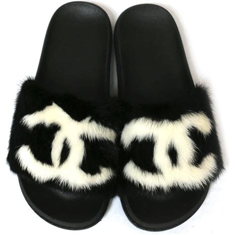 fur chanel slides